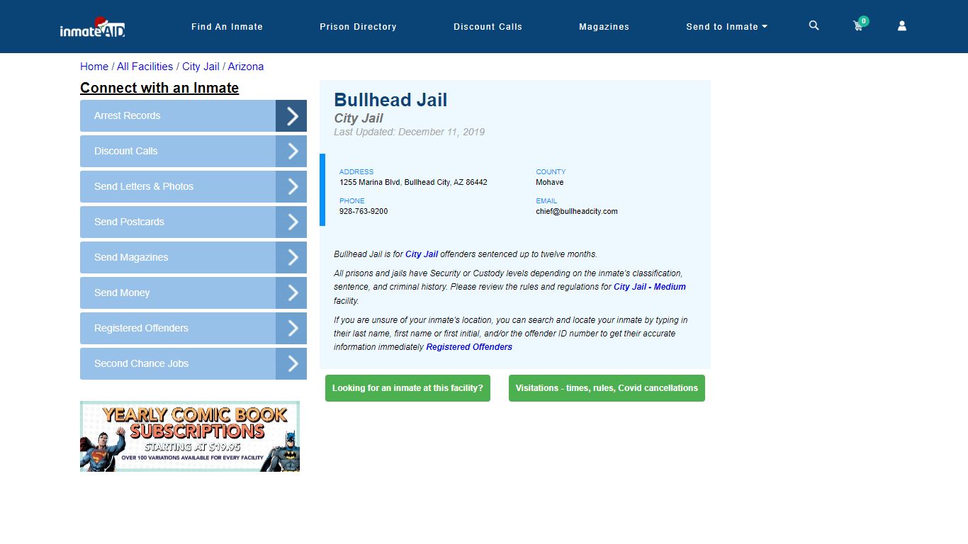 Bullhead Jail | Inmate Locator