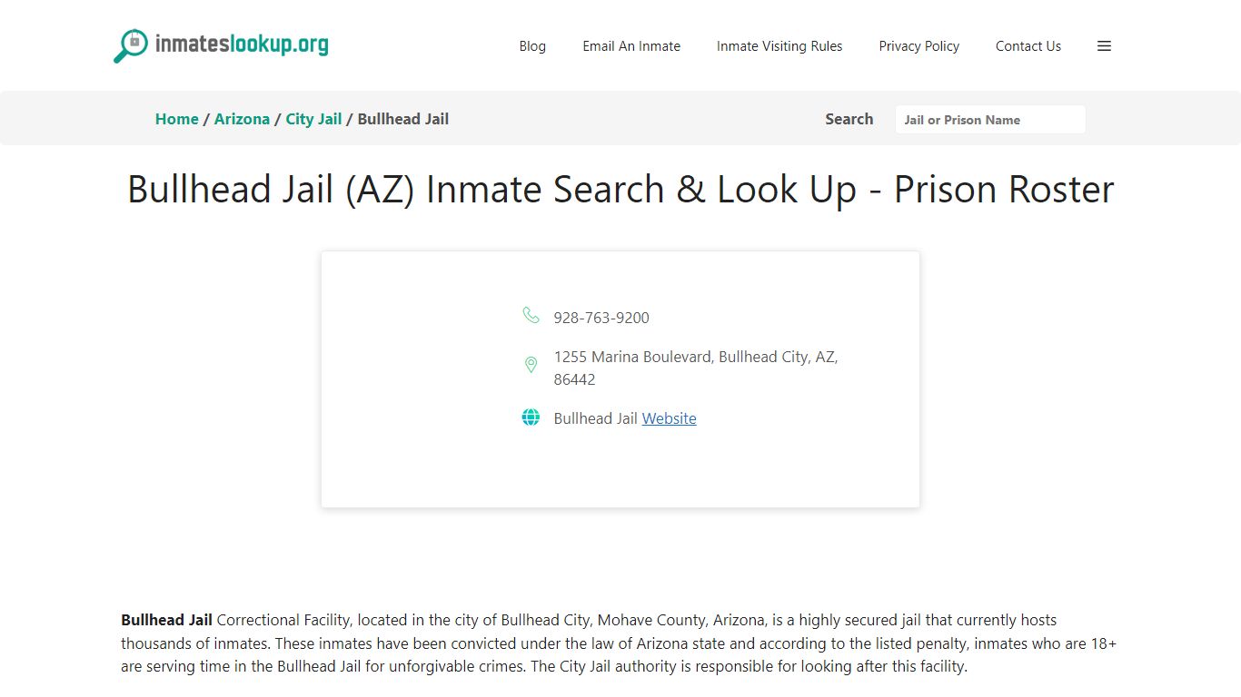 Bullhead Jail (AZ) Inmate Search & Look Up - Prison Roster